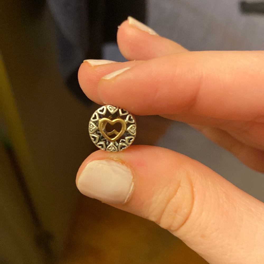 Silver Pandora Hearts Charm with Small Gold Heart accent